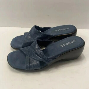 Aerosoles 8.5 blue‎ wedge slip inside LNC